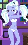  1girl bra breasts equestria_girls female female_only friendship_is_magic indoors long_hair looking_at_viewer mostly_nude my_little_pony panties solo standing sugarcoat underwear white_bra white_panties white_underwear 