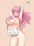  1girl 1girl 1girl arms_up bangs blush braid completely_nude condom female_only female_solo fire_emblem fire_emblem:_kakusei heart heart-shaped_pupils high_resolution holding_condom light-skinned light-skinned_female long_hair naughty_face nintendo nude olivia_(fire_emblem) pink_eyes pink_hair pussy sign simple_background soduki sweat symbol-shaped_pupils tied_hair tongue tongue_out uncensored wet 