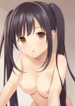  1girl 1girl 1girl blush breasts clavicle long_hair looking_at_viewer medium_breasts n.g. nipples nude original parted_lips sidelocks tied_hair twin_tails upper_body very_long_hair yellow_eyes 