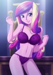 1_girl 1girl adult adult_female bra breasts dean_cadance dean_cadance_(mlp) equestria_girls female female_only friendship_is_magic long_hair looking_at_viewer mostly_nude my_little_pony older older_female panties princess_cadance solo standing three-tone_hair underwear underwear_only uotapo