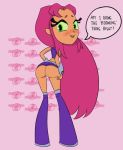  artist_request dc dc_comics green_eyes pink_background pink_hair starfire tagme teen_titans teen_titans_go 