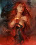  1girl a_song_of_ice_and_fire breasts earrings female female_human game_of_thrones human long_hair melisandre mostly_nude red_hair redhead 
