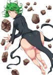 1girl ass big_ass chickenandtiger green_hair looking_at_viewer looking_back one-punch_man rocks short_hair tatsumaki tatsumaki_(one-punch_man)