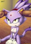  1girl 2_penises 2boys anthro bbmbbf big_breasts blaze_the_cat breasts ear_fuck erect_nipples furry gold_eyes looking_up mobius_unleashed nipples open_eyes palcomix purple_fur sega sonic_(series) sonic_the_hedgehog_(series) 