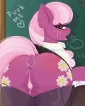  1girl after_sex anus ass chalkboard cheerilee cheerilee_(mlp) classroom clothed cum cum_in_ass cum_in_pussy cum_inside cum_on_clothes cum_on_face cum_on_skirt cum_on_tongue cutie_mark earth_pony female female_only female_teacher friendship_is_magic garter_straps green_eyes indoors looking_at_viewer my_little_pony no_panties open_mouth pony presenting_hindquarters pussy skirt solo standing stockings tail teacher upskirt 