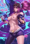  1girl 1girl akali alternative_costume areola breasts exlic female_only high_resolution k/da_akali k/da_series league_of_legends looking_at_viewer nipples topless 