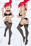  1girl ass big_ass big_breasts bra breasts dakimakura female_only foster&#039;s_home_for_imaginary_friends frankie_foster garter_belt lingerie looking_at_viewer lying on_bed panties ravenravenraven red_hair redhead solo stockings 
