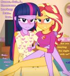  1boy 2_girls 2girls blush bottomless equestria_girls flash_sentry friendship_is_magic gif implied_sex indoors long_hair looking_at_viewer male/female mostly_nude my_little_pony no_panties pajamas randomtriples sunset_shimmer sunset_shimmer_(eg) twilight_sparkle twilight_sparkle_(mlp) 