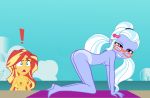  2_girls 2girls all_fours ass bespectacled blush breasts equestria_girls female female_only friendship_is_magic glasses long_hair my_little_pony nude on_all_fours sugarcoat sunset_shimmer sunset_shimmer_(eg) 