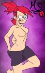  1girl ahoge areola big_breasts clothing female_only foster&#039;s_home_for_imaginary_friends frankie_foster medium_breasts mssketch nude red_hair skirt 