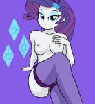  1girl blue_eyes breasts equestria_girls female female_only friendship_is_magic long_hair looking_at_viewer mostly_nude my_little_pony naked_stockings no_bra no_panties purple_hair purple_stockings rarity rarity_(mlp) solo stockings 