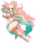  1girl 1girl alternate_costume big_breasts bikini bikini_armor blonde_hair breasts code_of_princess cosplay crown gem impossible_clothes jewelry long_hair revealing_clothes rosalina solange_blanchefleur_de_luxe super_mario_bros. sword weapon 