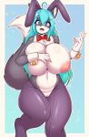  1girl anthro big_breasts blush breasts bunny_costume canid canine canis clothing cosplay domestic_dog furry genitals hanul legwear looking_at_viewer mammal navel nipples open_mouth pussy reverse_bunny_costume reverse_bunnysuit tailzkim 