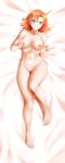  1girl 1girl 1girl alfred_cullado bangs barefoot bed_sheet big_breasts blush breasts clavicle dakimakura extremely_high_resolution eyebrows_visible_through_hair feet full_body green_eyes grin hair_between_eyes hair_intakes high_resolution large_filesize lying navel nipples nora_valkyrie nude on_back orange_hair paid_reward pussy rwby shiny shiny_hair shiny_skin short_hair smile very_high_resolution viewed_from_above 