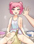  apron breasts creampie cum doki_doki_literature_club frosting icing natsuki_(doki_doki_literature_club) pink_eyes pink_hair 
