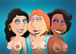  badbrains bonnie_swanson breasts crossover donna_tubbs earrings family_guy lois_griffin milf nipples smile tan_line the_cleveland_show 