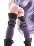  1girl 1girl 1girl arknights ass boots breasts hand_on_hip high_resolution kilroylw knee_pads long_hair lower_body nude provence_(arknights) purple_legwear sideboob simple_background standing stockings tail very_high_resolution viewed_from_below white_background wolf_tail 