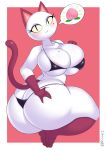  1girl 1girl animal_crossing anthro ass big_ass big_breasts blush breasts butt_grab clothing domestic_cat felid feline felis fur furry hand_on_butt high_res looking_at_viewer looking_back mammal nintendo olivia_(animal_crossing) rivy_k underwear video_games white_body white_fur 