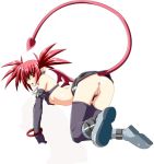 anus arm_length_gloves artist_request ass bat_wings bent_over bikini_top boots collar demon demon_girl demon_tail disgaea disgaea_(series) disgaea_1 earrings elbow_gloves etna flat_chest gloves gothic_lolita jewelry leather_boots leather_gloves makai_senki_disgaea makai_senki_disgaea_(series) micro_skirt no_panties photoshop pointy_ears pussy red_eyes red_hair skirt skull_earrings stockings succubus tail thigh_boots thighhighs twintails uncensored white_background wings