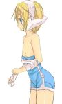 1girl blonde_hair breasts cuilan female_only flat_chest nipples senko_no_ronde short_hair topless topless_female white_background