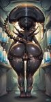 1girl ai_generated alien alien_(film) alien_(franchise) alien_humanoid aliens_(movie) anus ass ass_grab big_ass claws cleft_of_venus female_focus horny laboratory looking_back pussy pussy_juice queen_alien sweat tail xenomorph