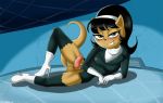  anthro big_breasts black_hair blush breasts cat clothing crossgender dickgirl erection feline green_eyes hair intersex kitty_katswell looking_at_viewer penis pubic_hair pussy_juice shadman smile t.u.f.f._puppy testicles torn_clothing wet 