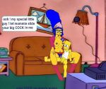  areolae bart_simpson black_eyes blue_hair blue_pubic_hair breasts english_text imminent_sex marge_simpson mother_and_son nipples penis pubic_hair testicles text the_simpsons toes yellow_skin 