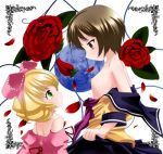 2_girls 2girls breasts duo female_only flower hinaichigo looking_down nipples rose rozen_maiden size_difference tomoe_kashiwaba topless topless_female