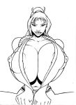 cleavage gigantic_breasts huge_nipples king_of_fighters koni_pusat lipstick looking_at_viewer mai_shiranui sketch snk