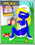 blonde_hair blue_skin breasts hairless_pussy killerx no_panties pussy smurfette spread_legs the_smurfs uncensored