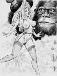  1_female 1_girl 1_human 1girl ann_darrow big_breasts breasts busty female human julius_zimmerman_(artist) king_kong large_breasts monochrome navel nipples nude nudity pantyhose pussy size_difference tagme uncensored vagina 