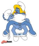  animated blonde_hair blue_skin breasts erect_nipples erection from_behind gif nipples penis pussy reverse_cowgirl sextoon smurfette spread_legs the_smurfs uncensored vaginal white_background 