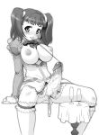  1girl arm_support big_breasts blush bow breasts breasts_outside choujuushin_gravion chuiru cute futanari gravion greyscale hair horny intersex large_breasts looking_at_viewer makoto_uno monochrome mouth_hold nipples no_panties no_testicles open_clothes open_shirt ozone penis penis_ribbon pussy ribbon shirt short_hair sitting solo spread_legs tulie twintails uncensored yn_red 