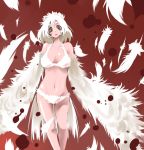  1girl 2chan bikini blood feathers futaba_channel harpy monster_girl nijiura nijiura_maids solo swimsuit wings yabai 
