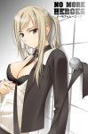 1girl between_breasts big_wednesday blonde_hair bra breasts cleavage grasshopper_manufacture lingerie no_more_heroes open_clothes open_shirt shirt solo sylvia_christel underwear