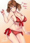  1girl alluring big_breasts bikini cleavage game_freak may may_(pokemon) nintendo pokemon_dppt pokemon_rse pokemon_rse_(anime) takecha 