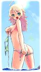  1girl ass bad_id bikini blonde_hair breasts homura_subaru hoshii_miki idolmaster miki_hoshii solo swimsuit topless 