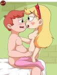 1boy 1girl blonde_hair blue_eyes breasts cheating cheating_girlfriend cheating_on_tom ferguson_o&#039;durguson horns nude nude_female nude_male orange_hair riding riding_penis saliva sex star_butterfly star_vs_the_forces_of_evil tongue tongue_out
