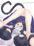  anus ass bent_over cat_ears censored darker_than_black morihama_karute paws purple_eyes pussy spread_legs tail top-down_bottom-up upside-down white_hair yin 