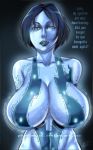  blue_hair blue_skin breasts cortana halo_(series) huge_breasts massive_breasts solo text 
