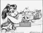  2008 desk disney julius_zimmerman_(artist) kim_possible kimberly_ann_possible miss_go monochrome sex shego yuri 