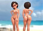  3d ass breasts hand_on_hip helen_parr string_bikini sunglasses the_incredibles thighs 