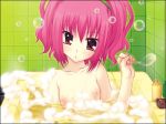 anya_alstreim araiguma bath bubble code_geass nude pink_hair red_eyes short_hair soap_bubbles