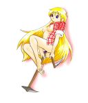 1girl anal_insertion blonde_hair claire claire_(harvest_moon) double_insertion female_masturbation female_only harvest_moon long_blonde_hair long_hair naked_shirt open_shirt shirt shirt_only vaginal_insertion very_long_hair