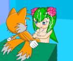  breasts cosmo_the_seedrian cosmo_the_seedrian_(adult) cum cum_drip cum_on_breasts cum_on_hair erect_nipples erection facial handjob huge_breasts miles_&quot;tails&quot;_prower multiple_tails nipples nude penis seedrian sega sonic sonic_team sonic_the_hedgehog sonic_x tail 