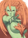  1girl blanka bodypaint breasts capcom chest_hair cosplay fake_chest_hair fumio_(rsqkr) genderswap green_skin hair humio large_breasts lips orange_hair rule_63 solo street_fighter streetfighter 