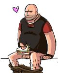  1boy bara bottomless food hairy heavy_weapons_guy human inanimate male male_only partially_clothed penis sandvich sandwich solo stubble team_fortress_2 