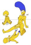  aftersex ahegao ass bart_simpson breasts lisa_simpson marge_simpson otoshi pearls penis testicles the_simpsons white_background yellow_skin 