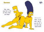 anus ass bart_simpson breasts darth_ross erect_nipples marge_simpson nipples nude pussy spread_legs the_simpsons white_background yellow_skin