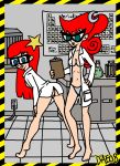  ass blue_eyes bottomless breasts daemon37 erect_nipples glasses johnny_test mary_test panties red_hair susan_test 